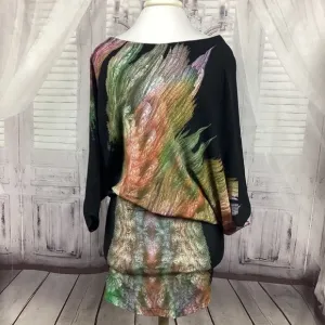 Karina Grimaldi Silk Black Watercolor Dress S