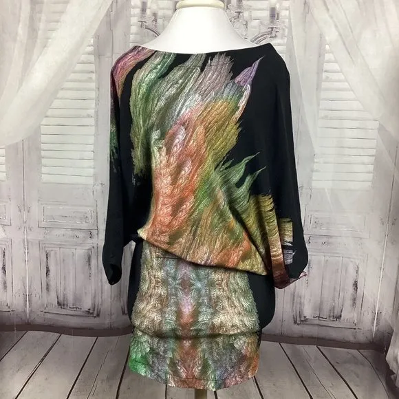 Karina Grimaldi Silk Black Watercolor Dress S