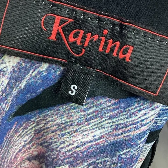 Karina Grimaldi Silk Black Watercolor Dress S