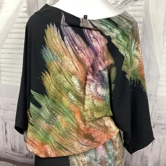 Karina Grimaldi Silk Black Watercolor Dress S