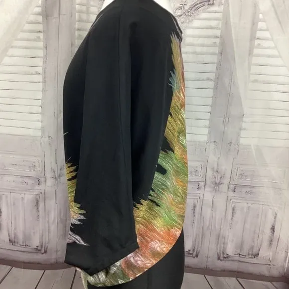 Karina Grimaldi Silk Black Watercolor Dress S