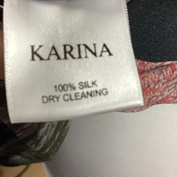 Karina Grimaldi Silk Black Watercolor Dress S