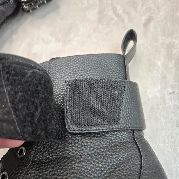 Karl Lagerfeld Crystal Embellished Combat Boots Black Grunge Hiker Lug Booties