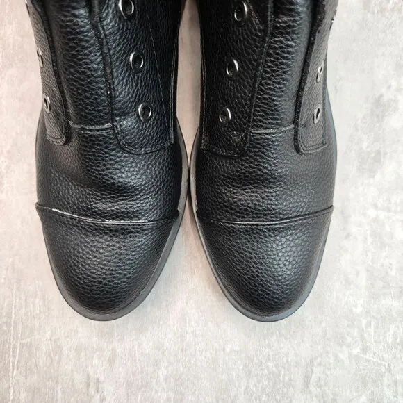 Karl Lagerfeld Crystal Embellished Combat Boots Black Grunge Hiker Lug Booties