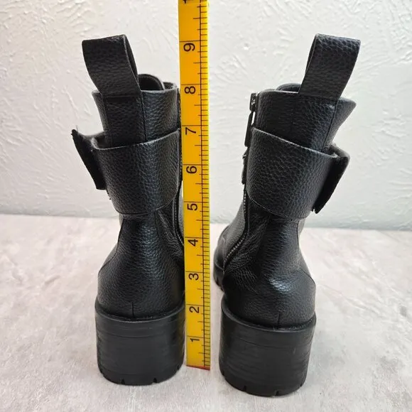 Karl Lagerfeld Crystal Embellished Combat Boots Black Grunge Hiker Lug Booties