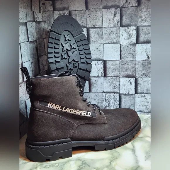 Karl Lagerfeld Paris Grey Leather Boot Men's Size 13