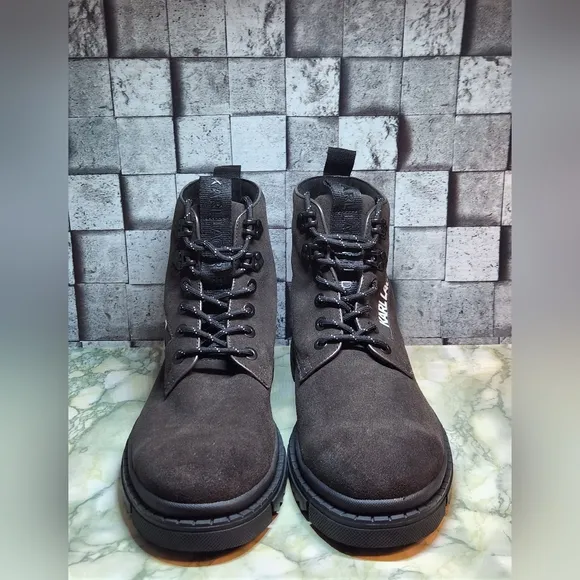 Karl Lagerfeld Paris Grey Leather Boot Men's Size 13