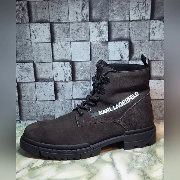 Karl Lagerfeld Paris Grey Leather Boot Men's Size 13
