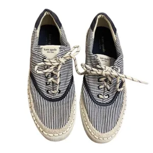 Kate Spade Boat Party Espadrille Sneakers Navy Blue &amp; White Striped Nautical Siz