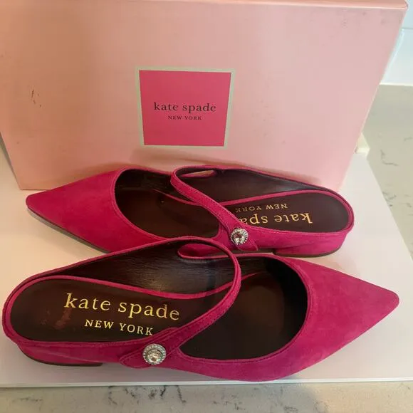 Kate Spade Meg Suede Festive Pink Slide On Mules Womens Size 9