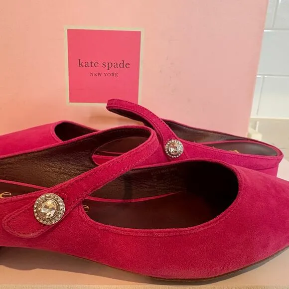 Kate Spade Meg Suede Festive Pink Slide On Mules Womens Size 9