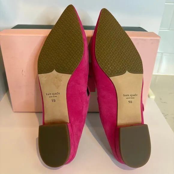 Kate Spade Meg Suede Festive Pink Slide On Mules Womens Size 9