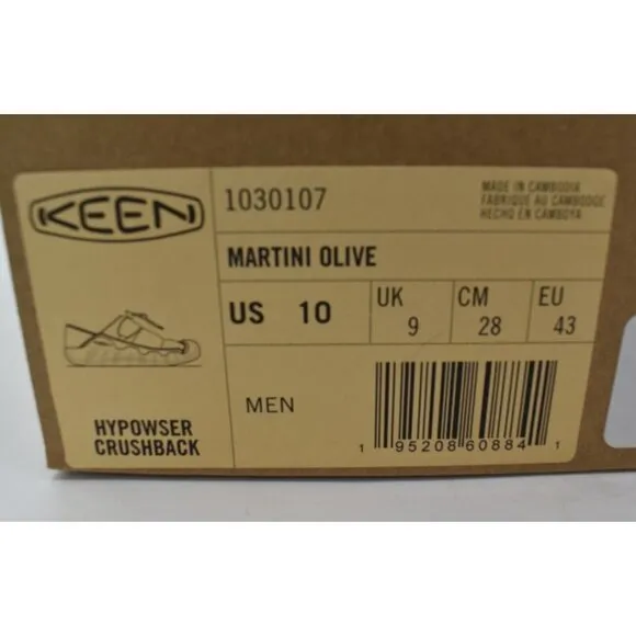 Keen Mens Size 10 Hypowser Crushback Martini Olive Slip On Shoes