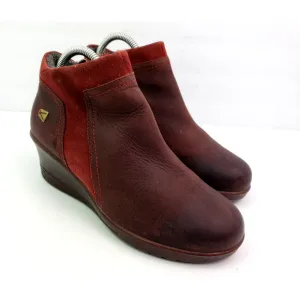 Keen Red Dahlia Womens Size 8 Red Leather Thermal Wedge Bootie Shoes 1015113