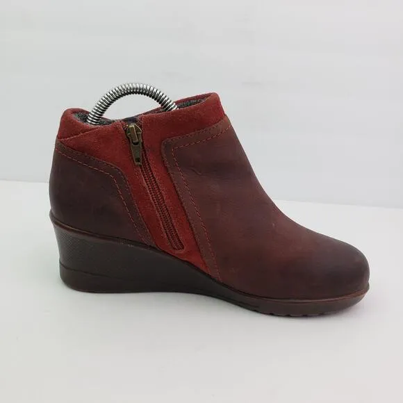 Keen Red Dahlia Womens Size 8 Red Leather Thermal Wedge Bootie Shoes 1015113