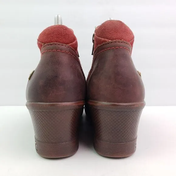 Keen Red Dahlia Womens Size 8 Red Leather Thermal Wedge Bootie Shoes 1015113