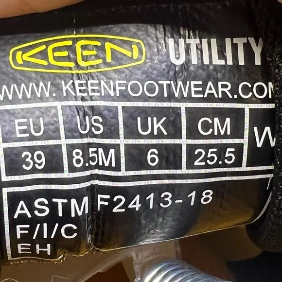 KEEN Womens Sz 8.5 Utility ASTM F2413-18 Steel Toe Work Mesh Shoes Black