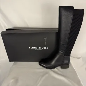 Kenneth Cole Black Over the Knee Boots with Smooth Leather and Stretchy Fit​