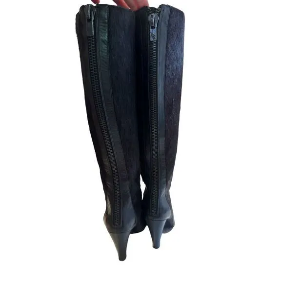 Kenneth Cole brown fur knee high boots sz 7