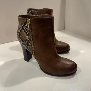 Kenneth Cole Reaction Ankle Boots with Heel Brown Snake Print