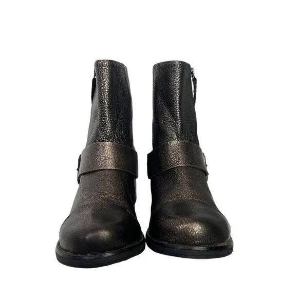 Kenneth Cole Reaction Dollar Bronze Metallic Leather Ankle Boots, Size 7.5 M