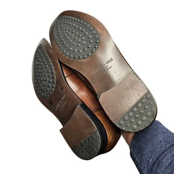 Kenneth Cole New York On Lock Bike Toe Dress Shoes, Cognac - Men's Dress Shoes S