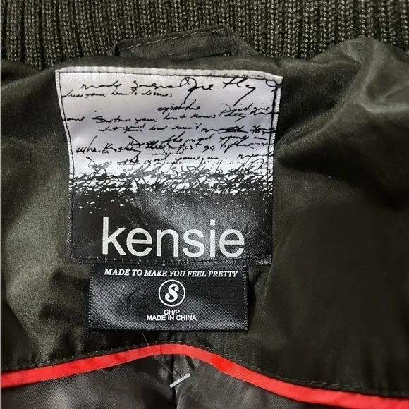 Kensie Signature Faux Down Belted Parka Coat Oversized Hood Deep Army Green SZ S
