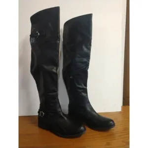 Knee-High Black Leather American Rag AADARRAP Boots 9.5M With Buckle Accents &amp; Z