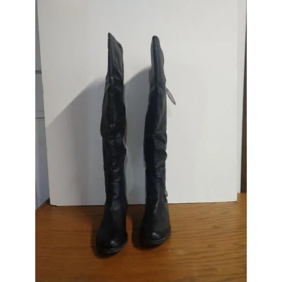 Knee-High Black Leather American Rag AADARRAP Boots 9.5M With Buckle Accents &amp; Z