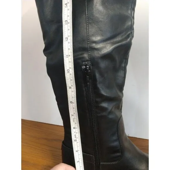 Knee-High Black Leather American Rag AADARRAP Boots 9.5M With Buckle Accents &amp; Z