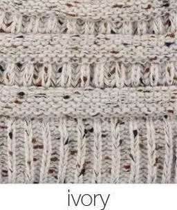 Knit Ponytail Confetti Winter Beanie - Available in Multiple Colors