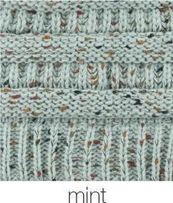 Knit Ponytail Confetti Winter Beanie - Available in Multiple Colors