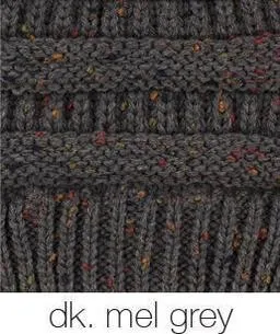 Knit Ponytail Confetti Winter Beanie - Available in Multiple Colors