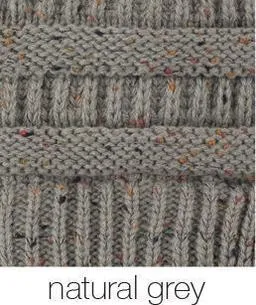 Knit Ponytail Confetti Winter Beanie - Available in Multiple Colors