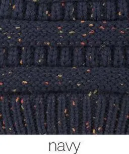 Knit Ponytail Confetti Winter Beanie - Available in Multiple Colors