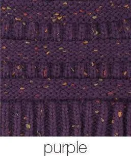Knit Ponytail Confetti Winter Beanie - Available in Multiple Colors
