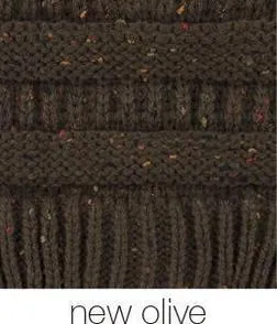 Knit Ponytail Confetti Winter Beanie - Available in Multiple Colors