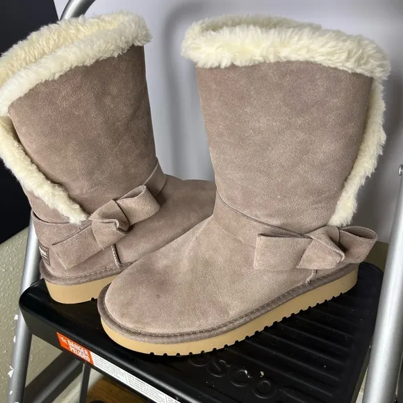 Koolaburra By UGG Arlena Short‎ Boots Women's Beige Cinder Size 14 ..5W