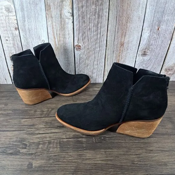 Kork-Ease Chandra Black Leather Suede Slip On Booties Women's Sz 9 M (VGC)