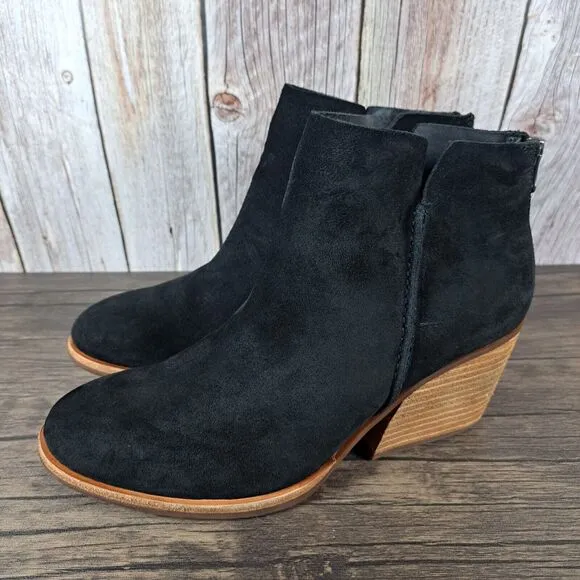 Kork-Ease Chandra Black Leather Suede Slip On Booties Women's Sz 9 M (VGC)