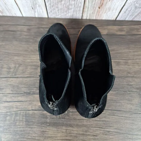 Kork-Ease Chandra Black Leather Suede Slip On Booties Women's Sz 9 M (VGC)