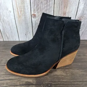 Kork-Ease Chandra Black Leather Suede Slip On Booties Women's Sz 9 M (VGC)