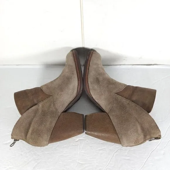 Kork Ease Women's Maggie US9M Taupe Leather Back Zip Ankle Booties Boots