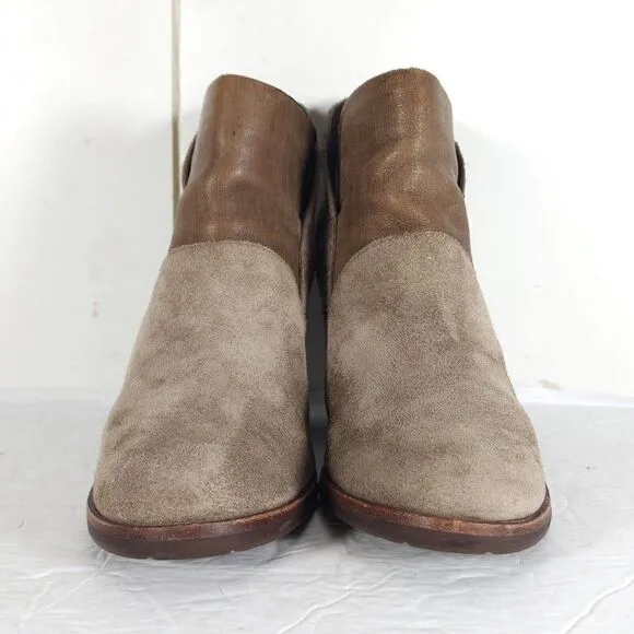 Kork Ease Women's Maggie US9M Taupe Leather Back Zip Ankle Booties Boots