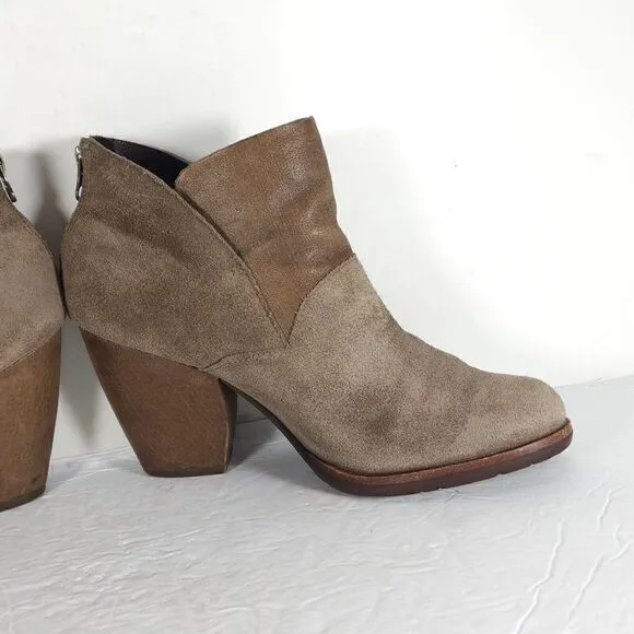 Kork Ease Women's Maggie US9M Taupe Leather Back Zip Ankle Booties Boots