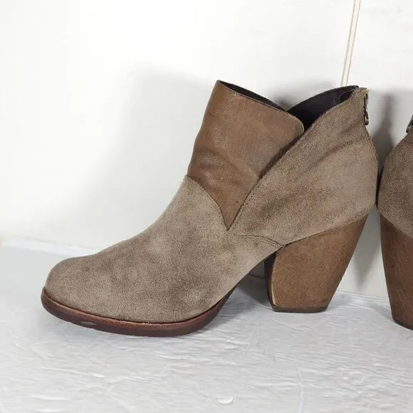 Kork Ease Women's Maggie US9M Taupe Leather Back Zip Ankle Booties Boots