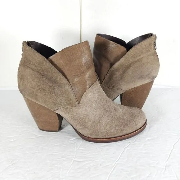 Kork Ease Women's Maggie US9M Taupe Leather Back Zip Ankle Booties Boots