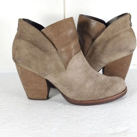Kork Ease Women's Maggie US9M Taupe Leather Back Zip Ankle Booties Boots