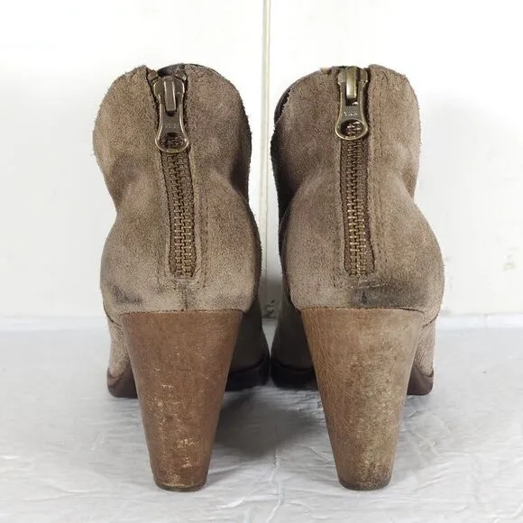Kork Ease Women's Maggie US9M Taupe Leather Back Zip Ankle Booties Boots