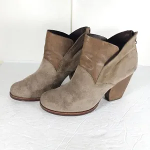 Kork Ease Women's Maggie US9M Taupe Leather Back Zip Ankle Booties Boots